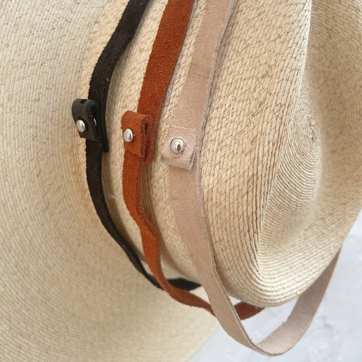 NEW! Suede hat with handmade band Handmade suede hat with macrame details main image 4