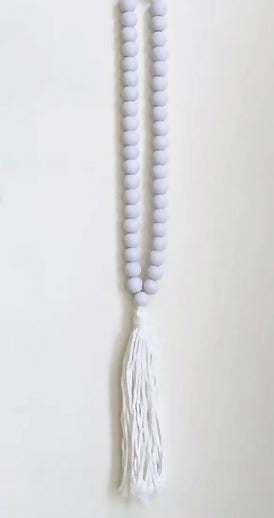 wooden Bead Tassel White