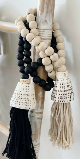 Wooden Bead Tassel Conus Shell