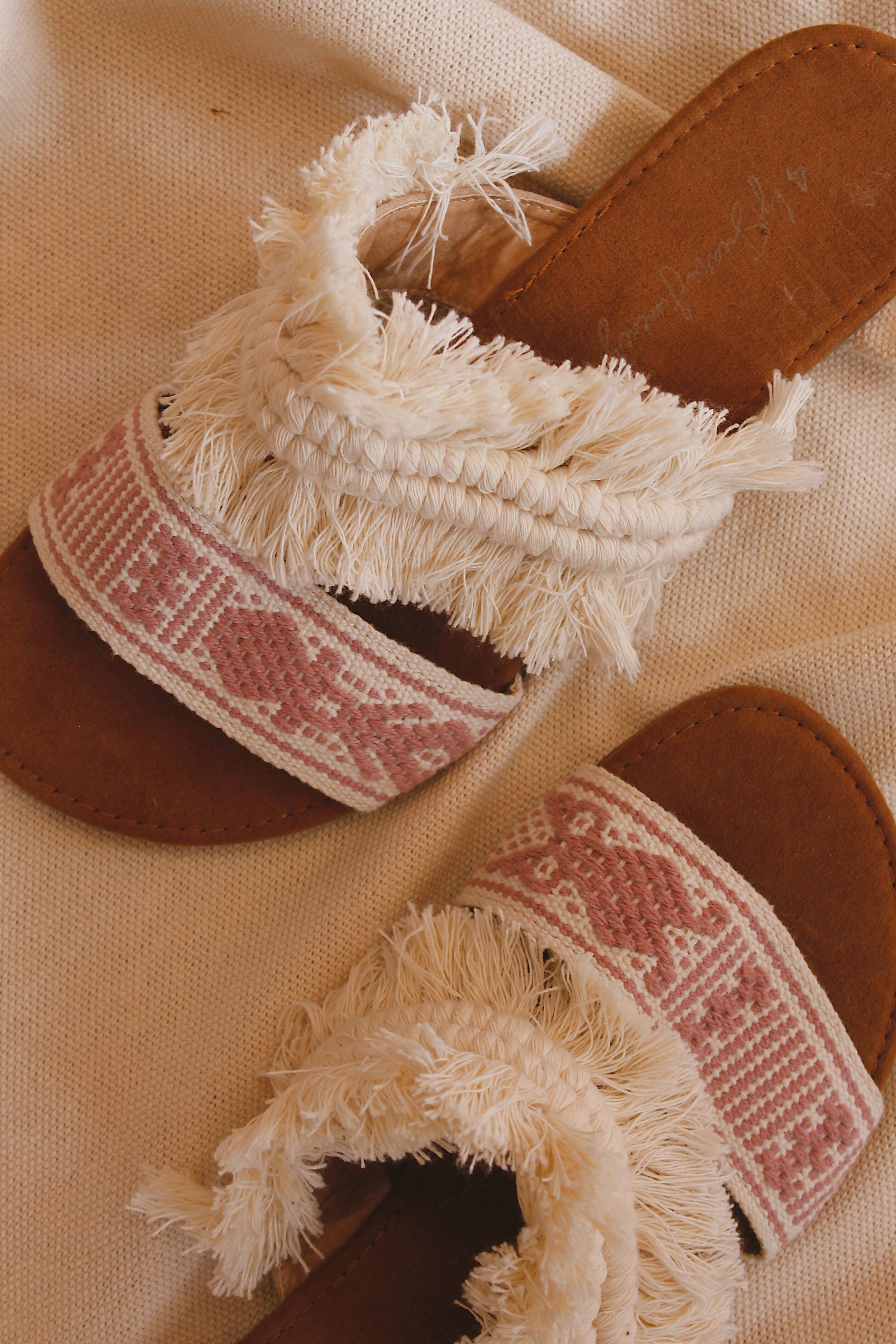 Woven sandal on a pedal loom