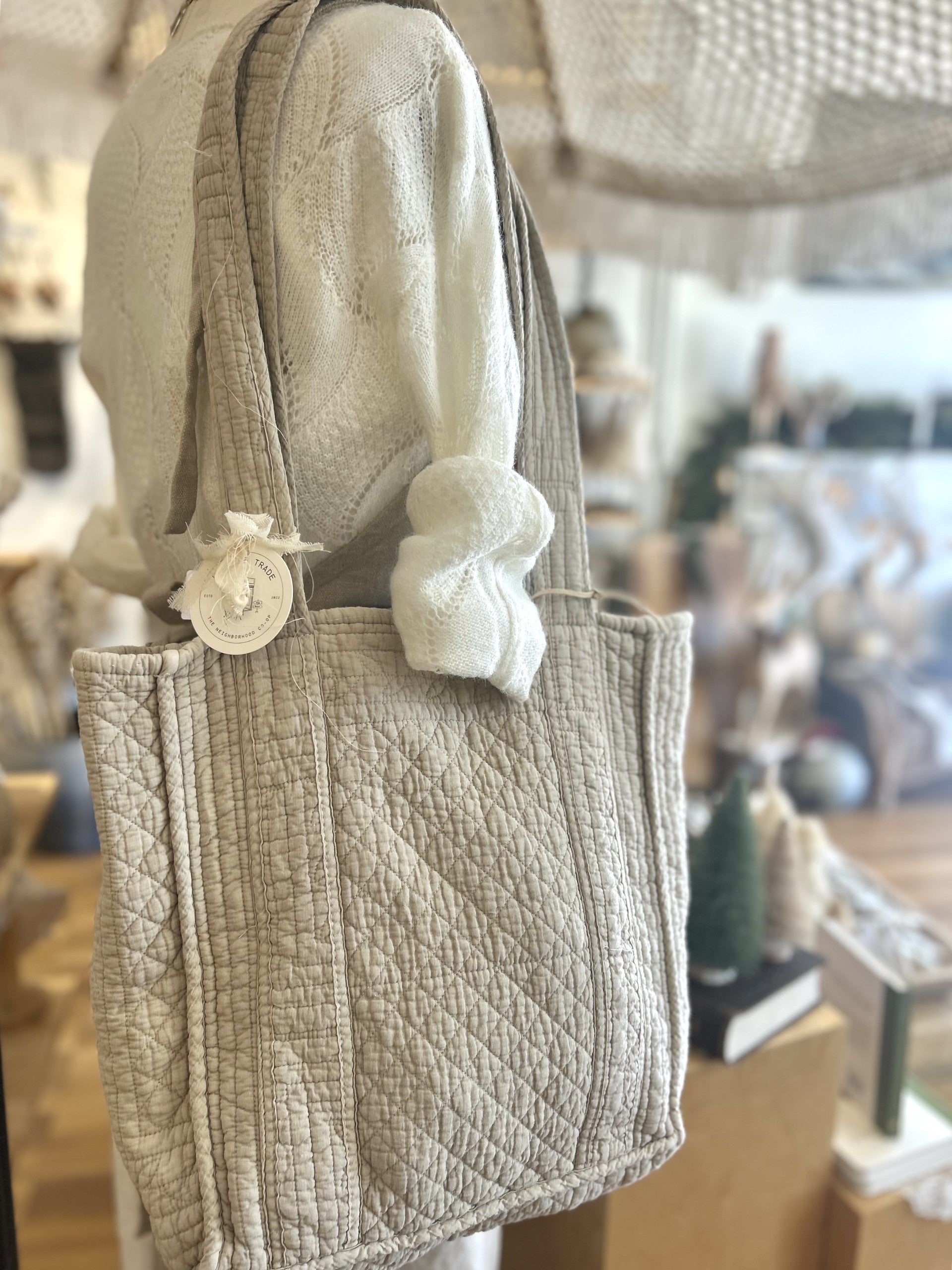 Cloud Cotton Quilted Tote Bag