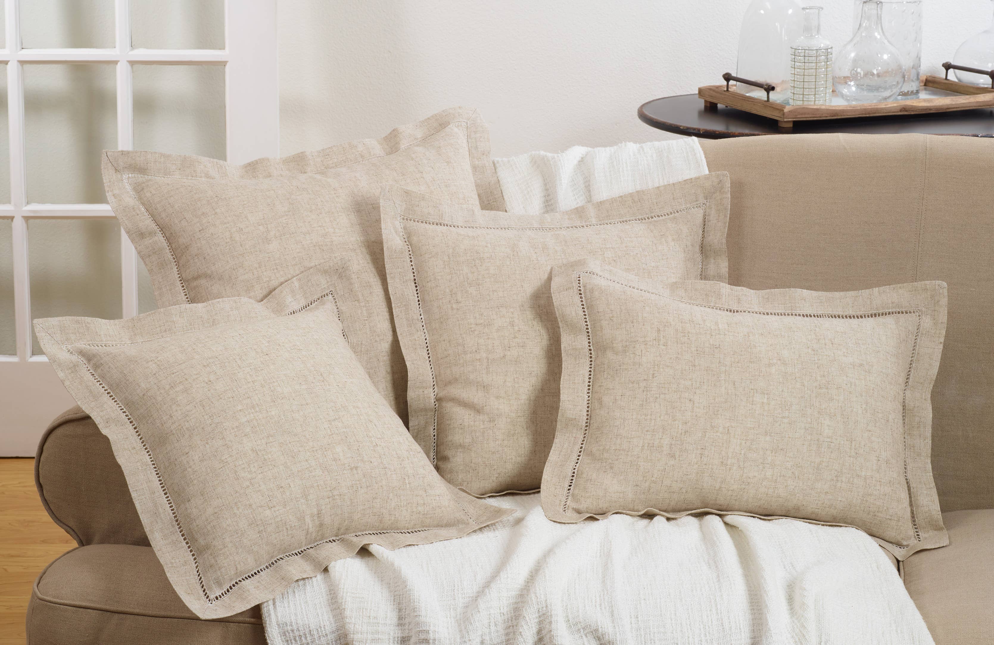 Linen Hemstitched Throw Pillow