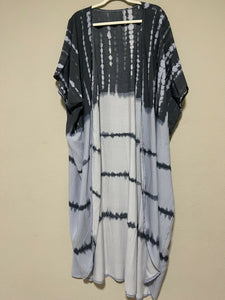 Long Floral Kimono Swimsuit Cover Up. Beach Cover. Grey-blue