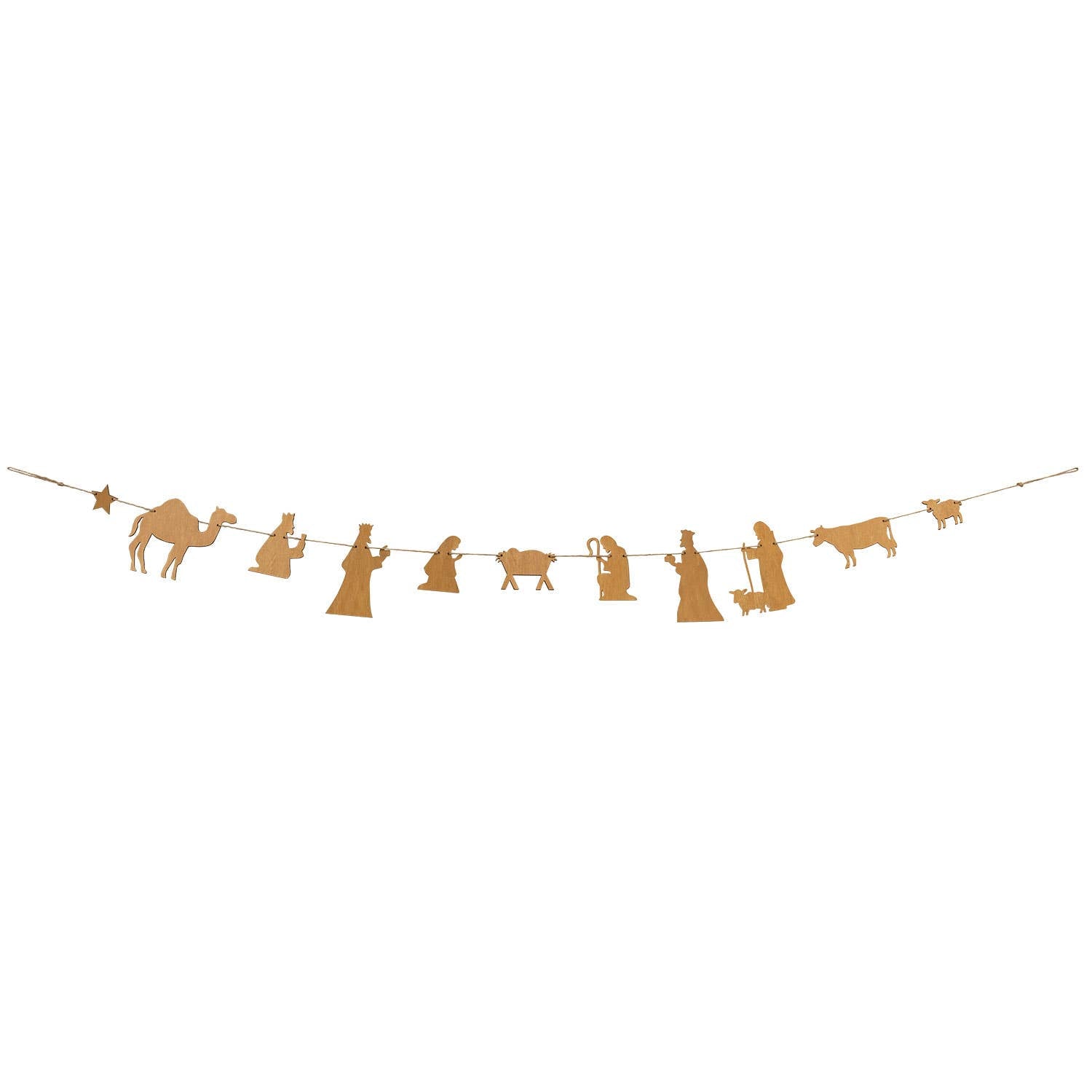 Natural Wood Nativity Garland