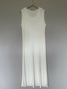 Camille Knit Pleat Maxi Dress. Beige