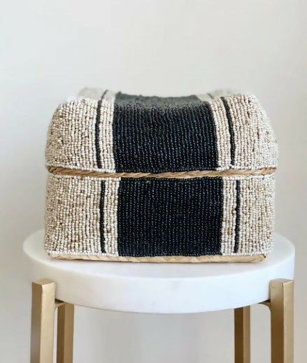 Bali Handbeaded Black Stripe Box