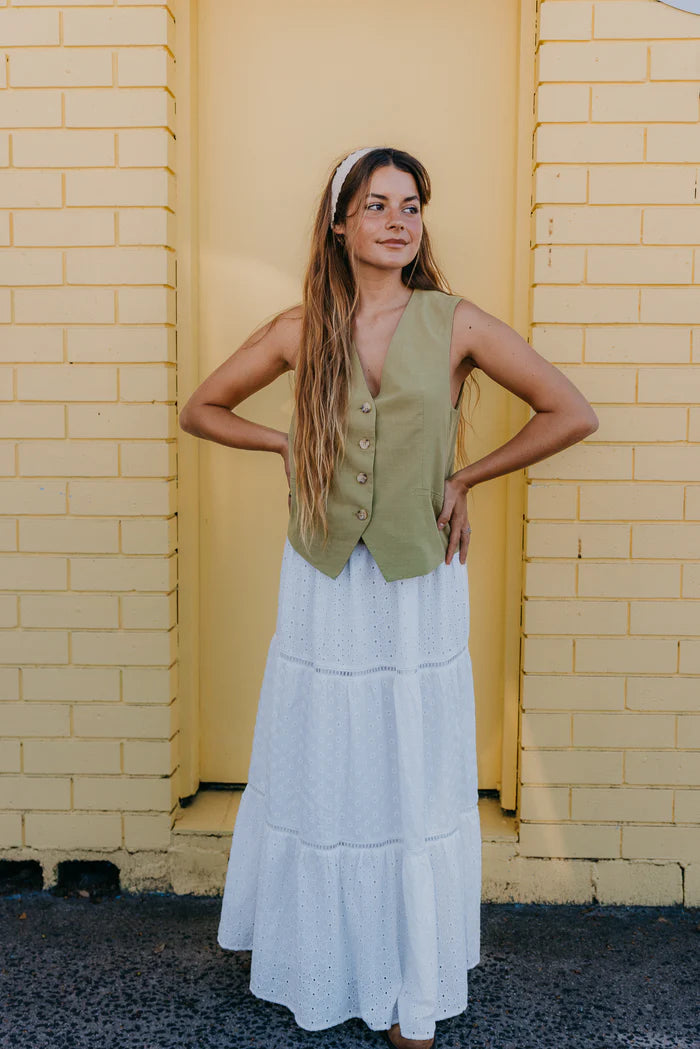 Breezy Embroidered White Skirt