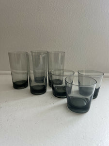 Vintage Smokey Cocktail Glasses Low Ball, Set