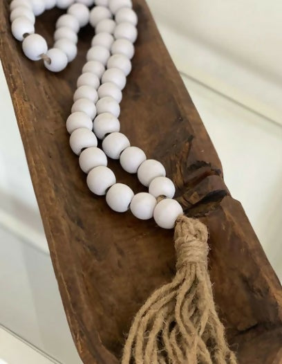 wooden Bead Tassel White
