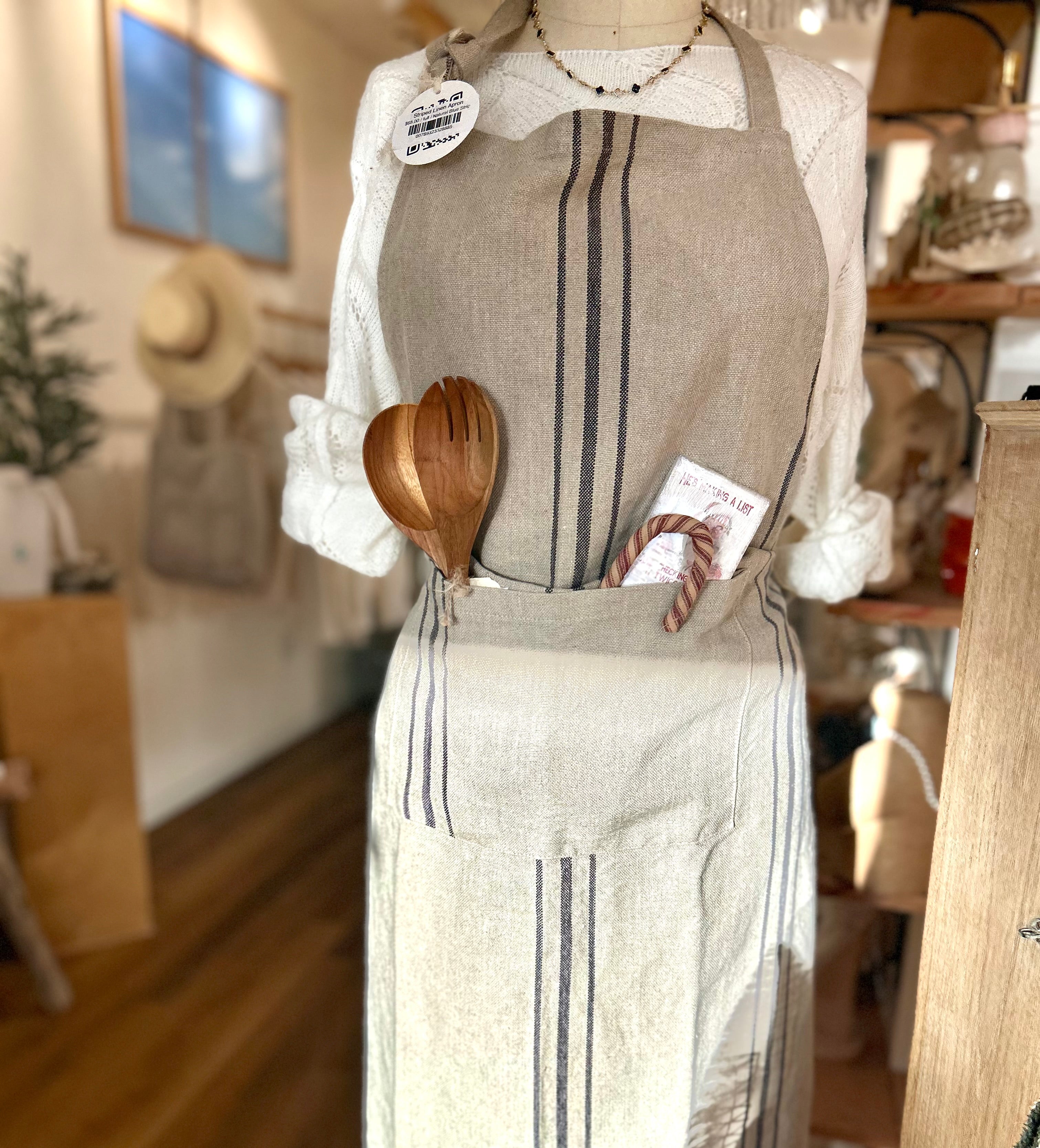 Striped Linen Apron