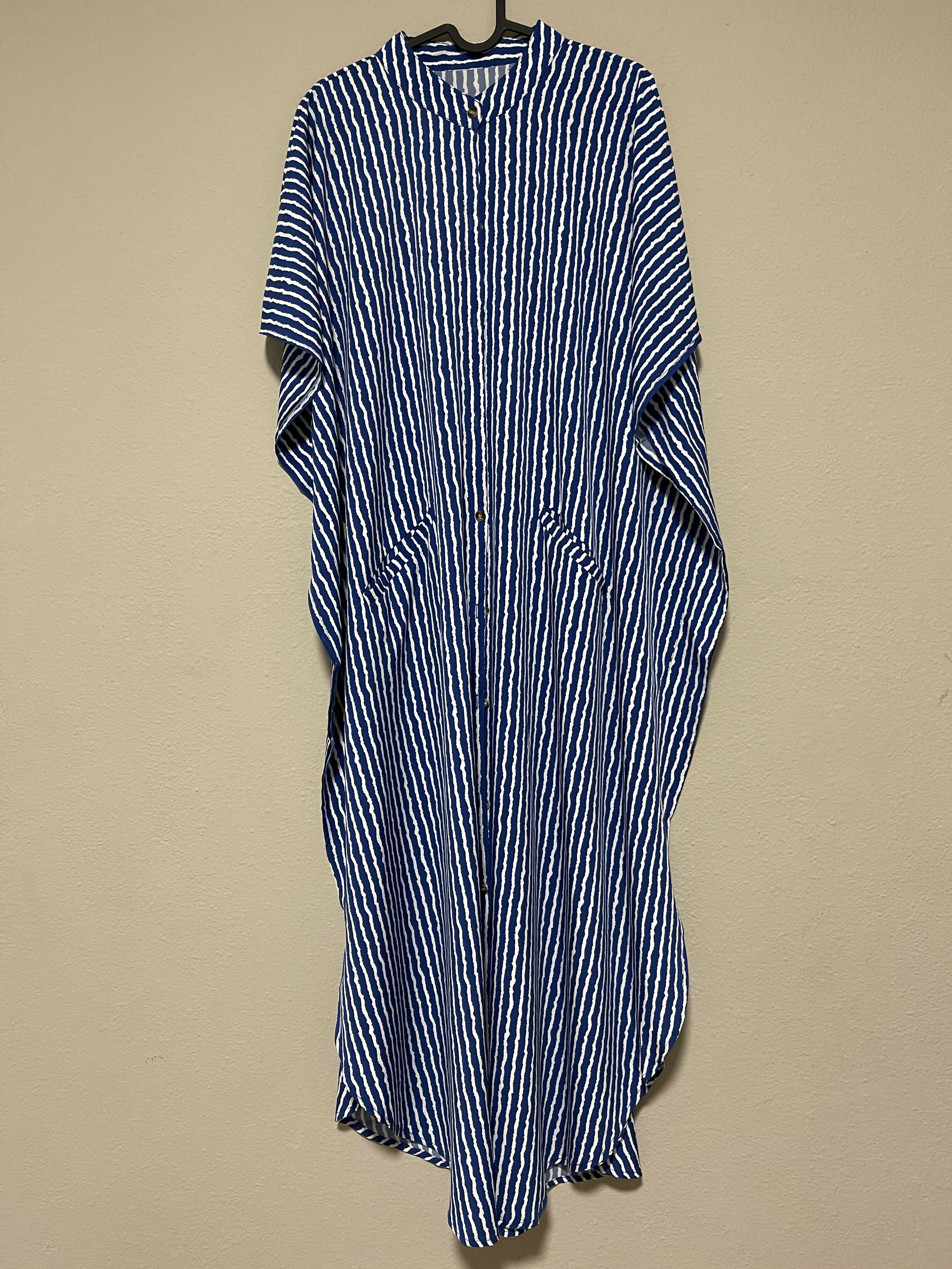 Short Sleeve Beach Long Dress Swimsuit Cover Up. Striped