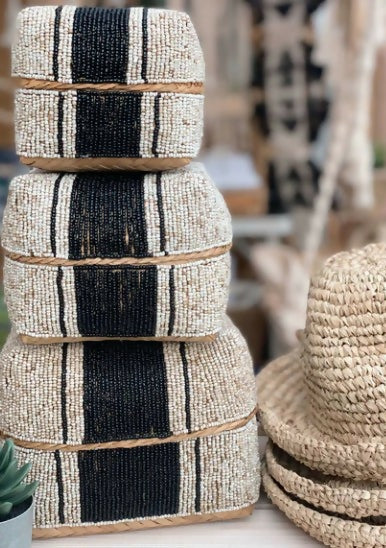 Bali Handbeaded Black Stripe Box