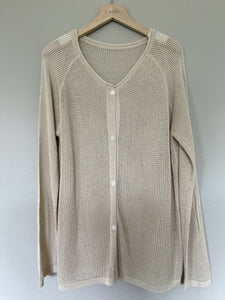 Hollow Out lightweight outer layer cardigan. Beige