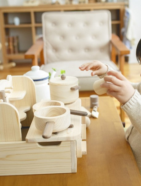 IKONIH Natural Wood Kids Kitchen Set