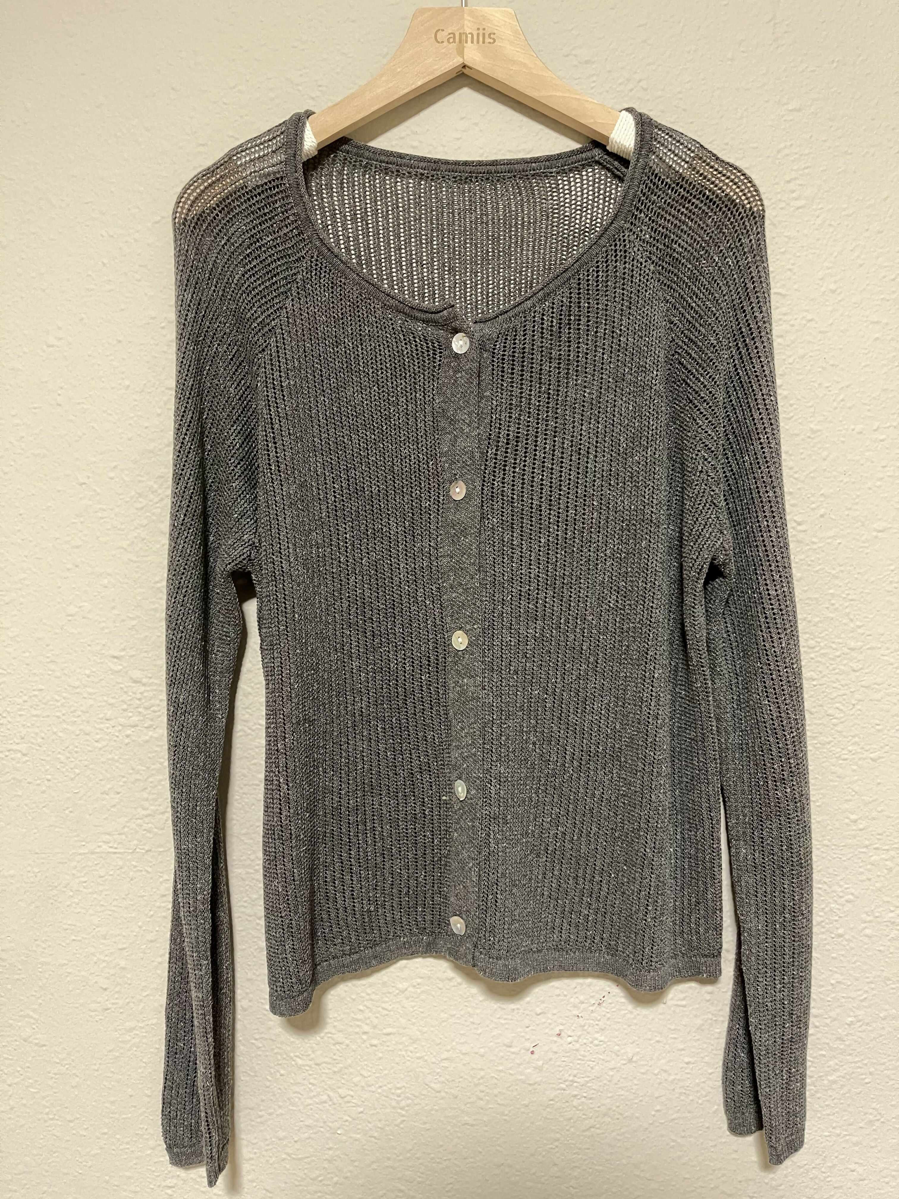 Hollow Out lightweight outer layer cardigan. Graphite Gray