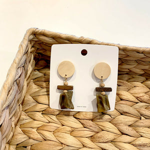 Handmade Natural Wooden Earrings Beach Style #23