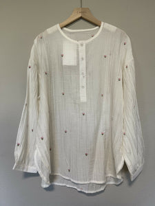 Embroidered Lantern Sleeve Shirt