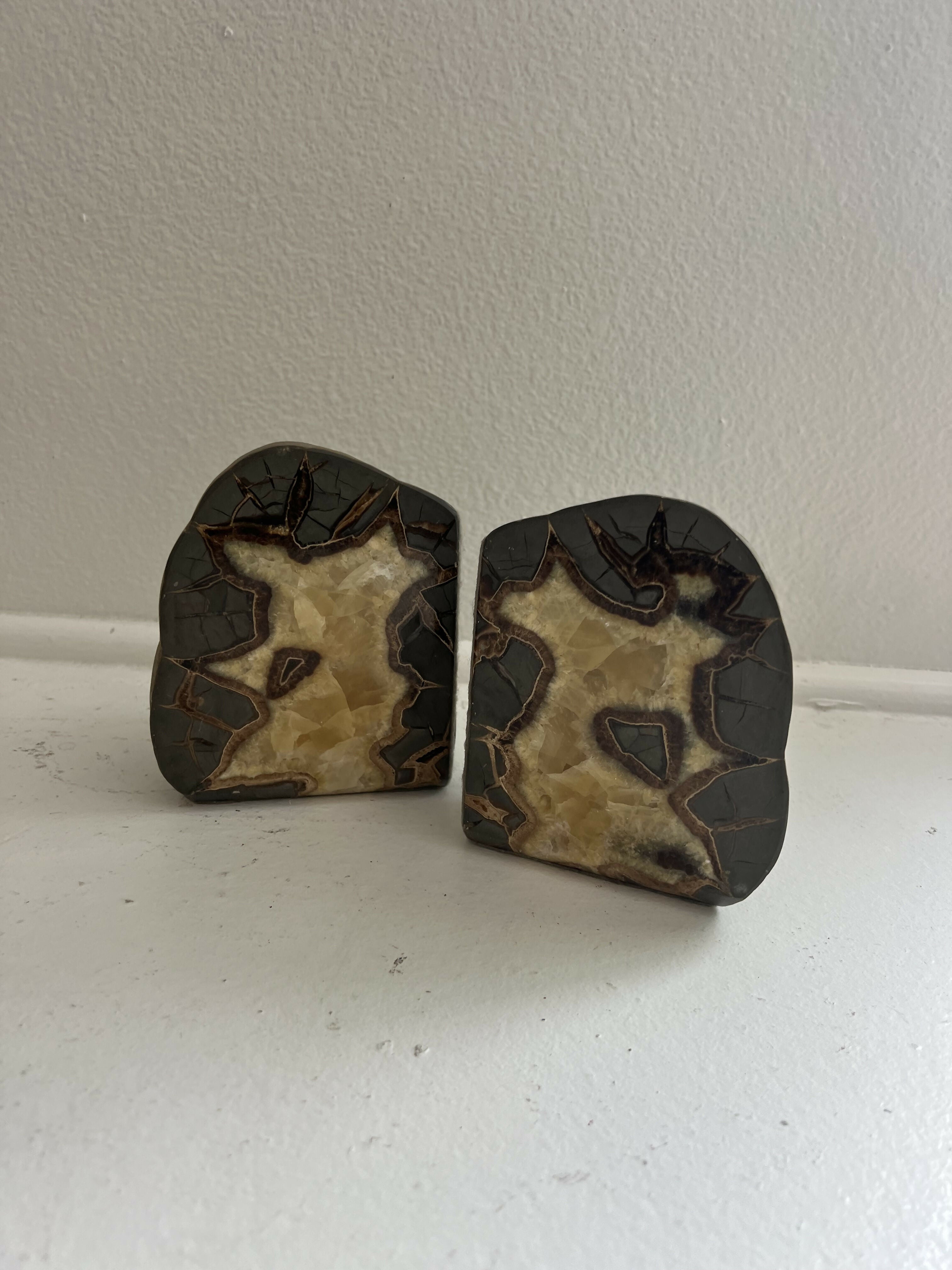 Vintage Septarian Geode Bookends