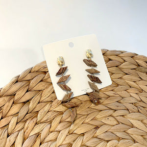 Handmade Natural Wooden Earrings Beach Style #32