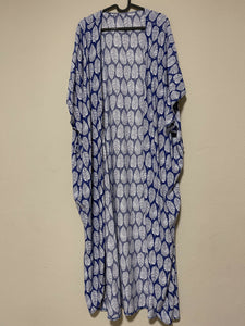 Long Floral Kimono Swimsuit Cover Up. Beach Cover.Blue