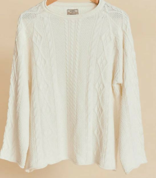 antique white cable knit