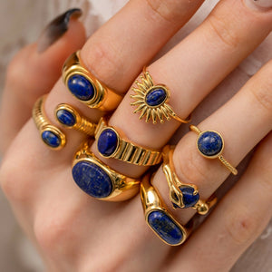 18K Gold-Plated adjustable ring set with Lazurite #44