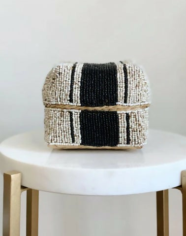 Bali Handbeaded Black Stripe Box