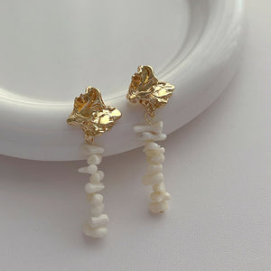 Gold-plated Baroque Coral Earrings #27