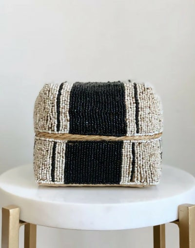 Bali Handbeaded Black Stripe Box