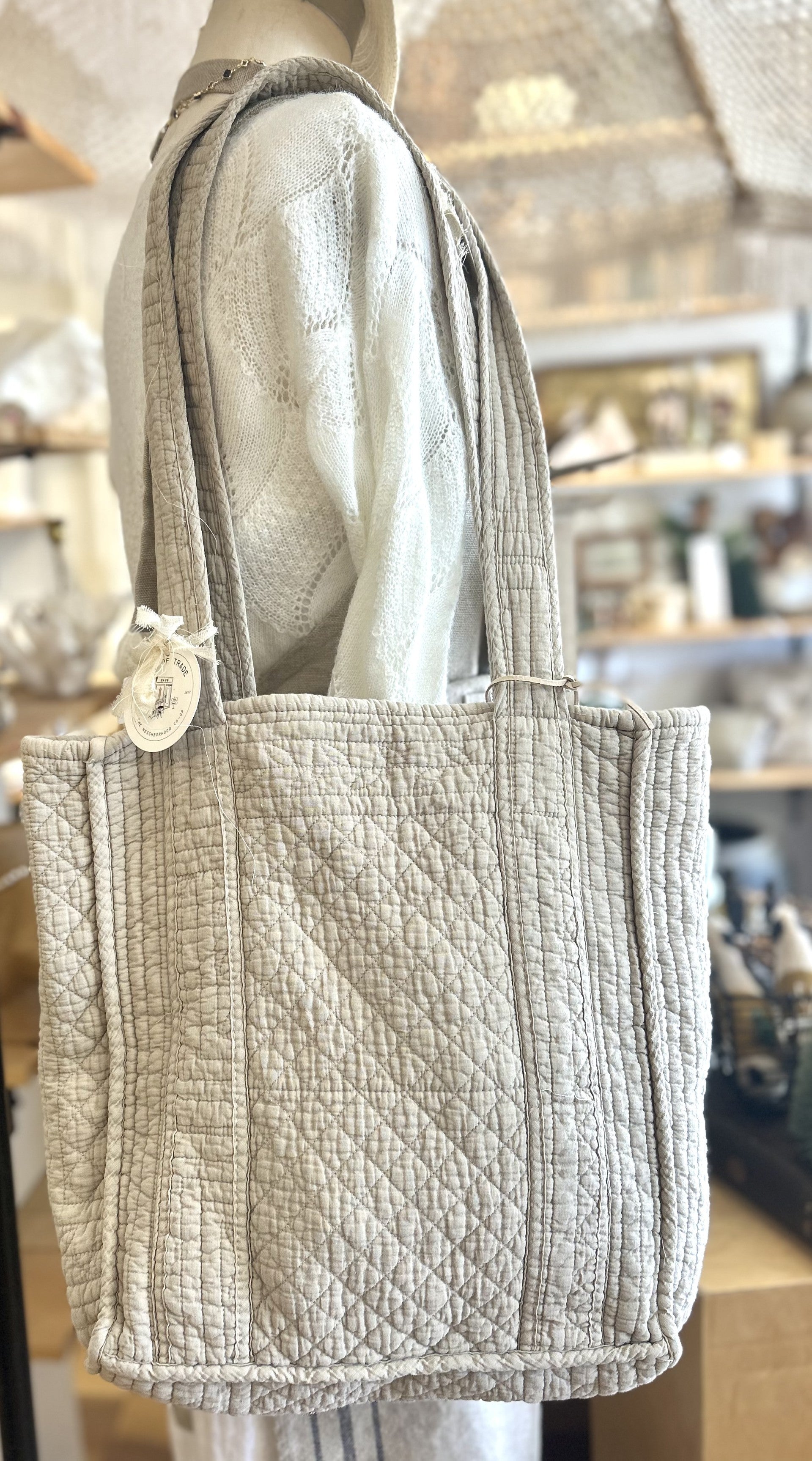 Cloud Cotton Quilted Tote Bag