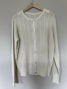 Hollow Out lightweight outer layer cardigan. Beige