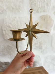 MCM Starburst Sputnik Brass Wall Sconce Candle Holder