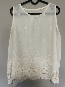 100% Cloud-Soft and Breathable Pure Cotton Embroidered Top Cream