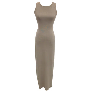 Round neck sleeveless fitted knit sheath dress