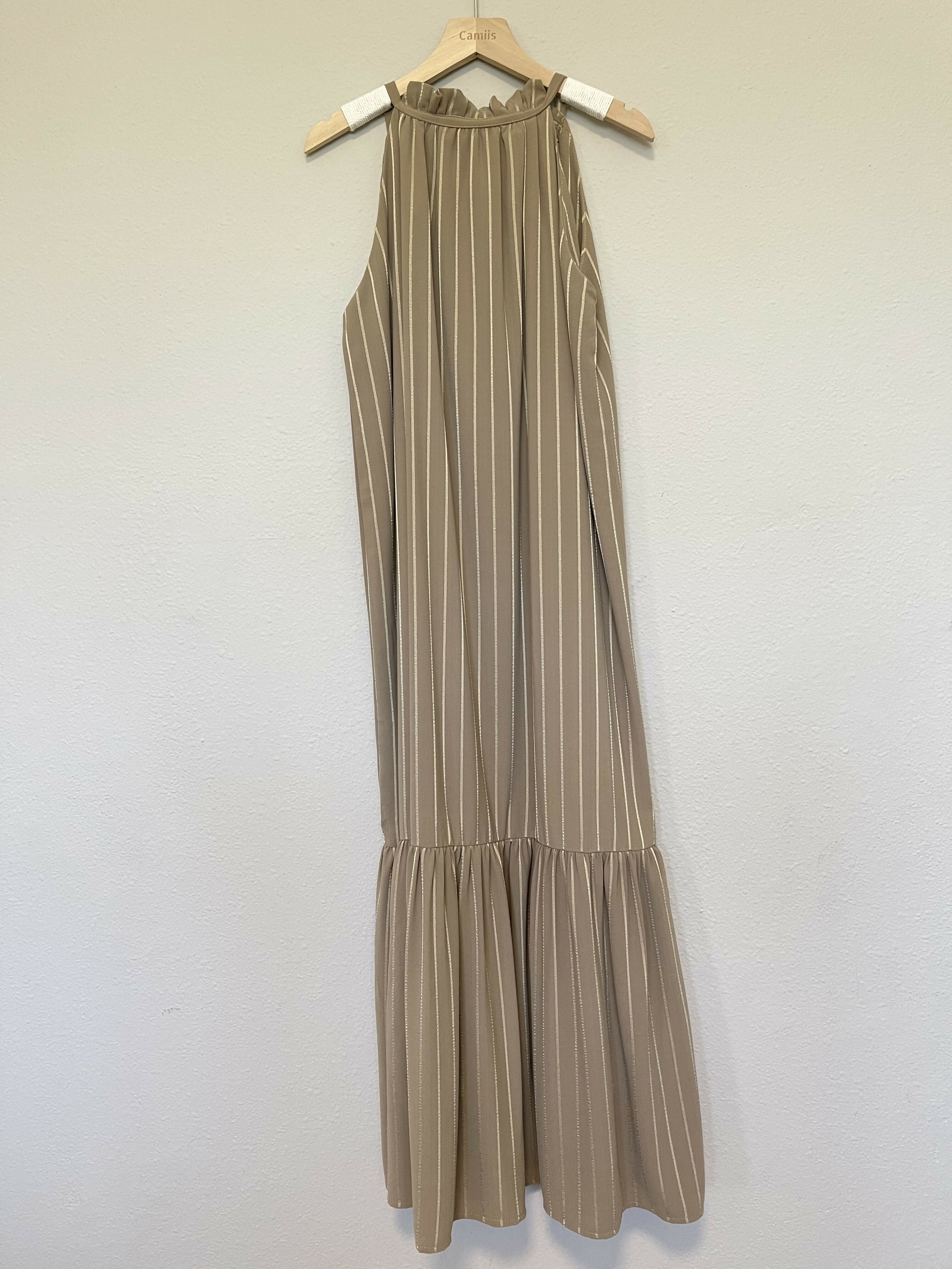 Halter Striped Maxi Dress