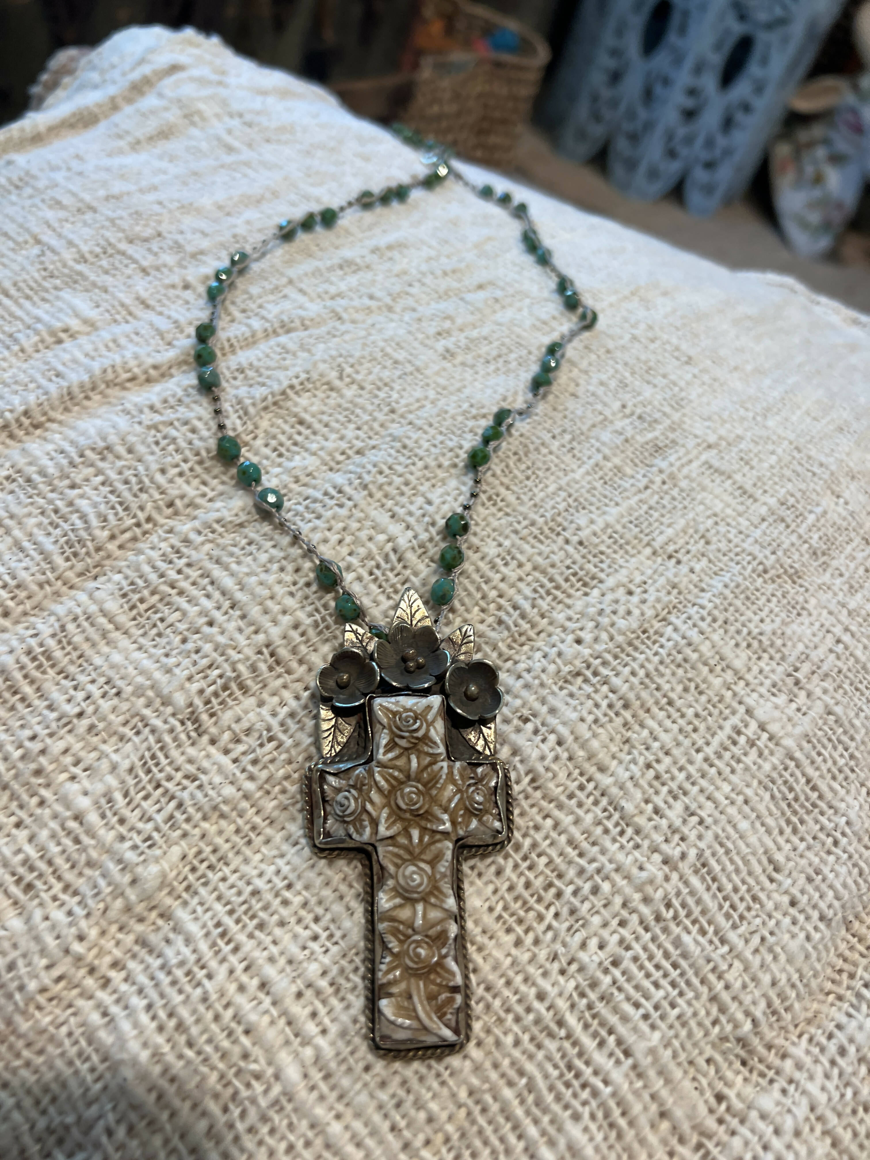 Vintage handmade cross necklace