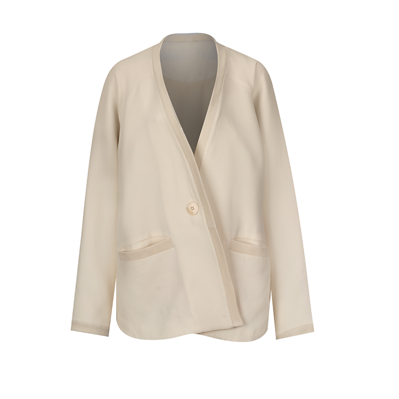 SILK-WOOL BASEBALL JACKET-Ivory White