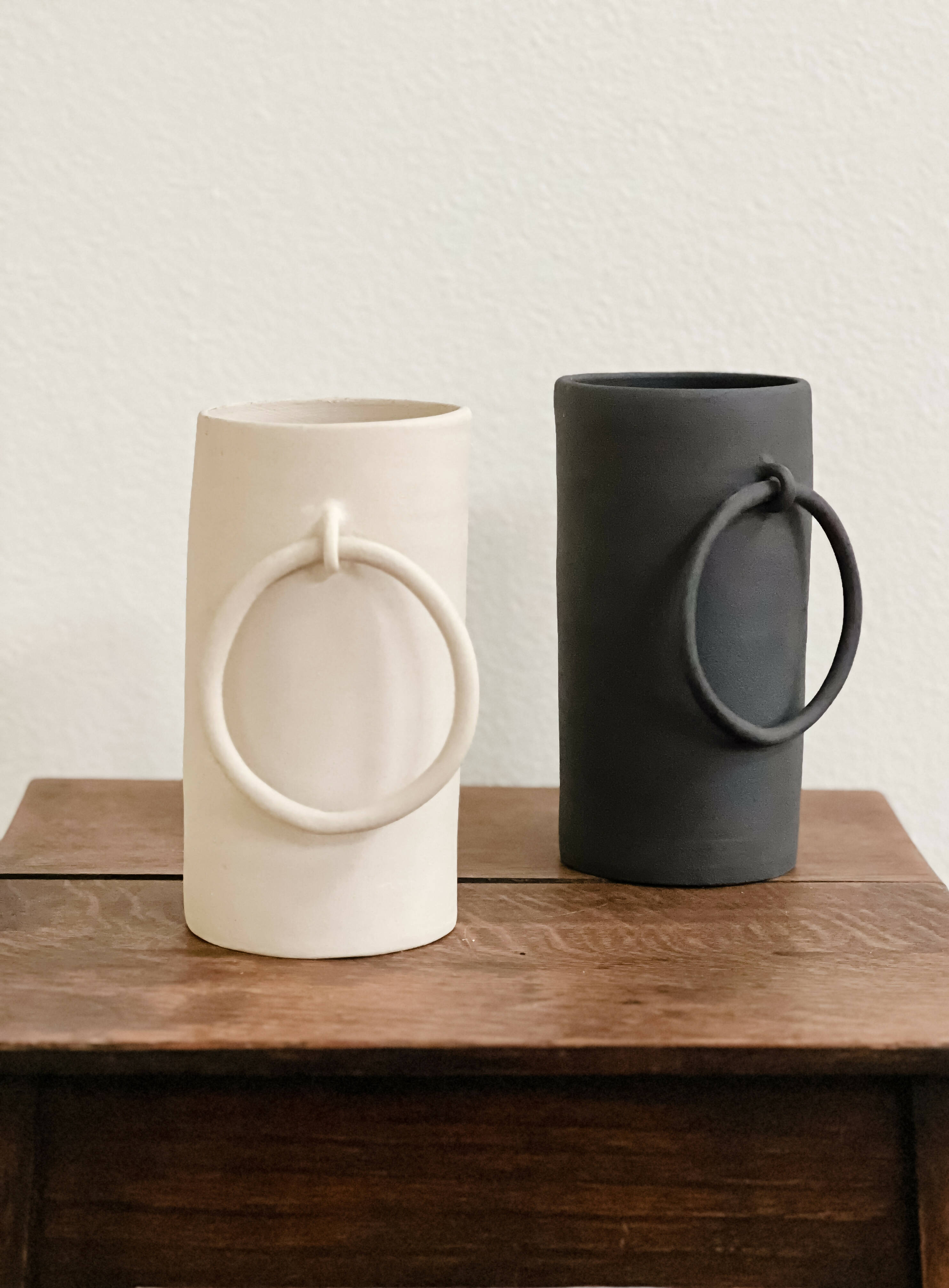 Handmade Ceramic Ring Vase, Black