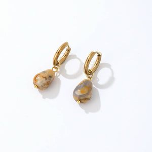 Huggie Earrings with Natural Stone #9