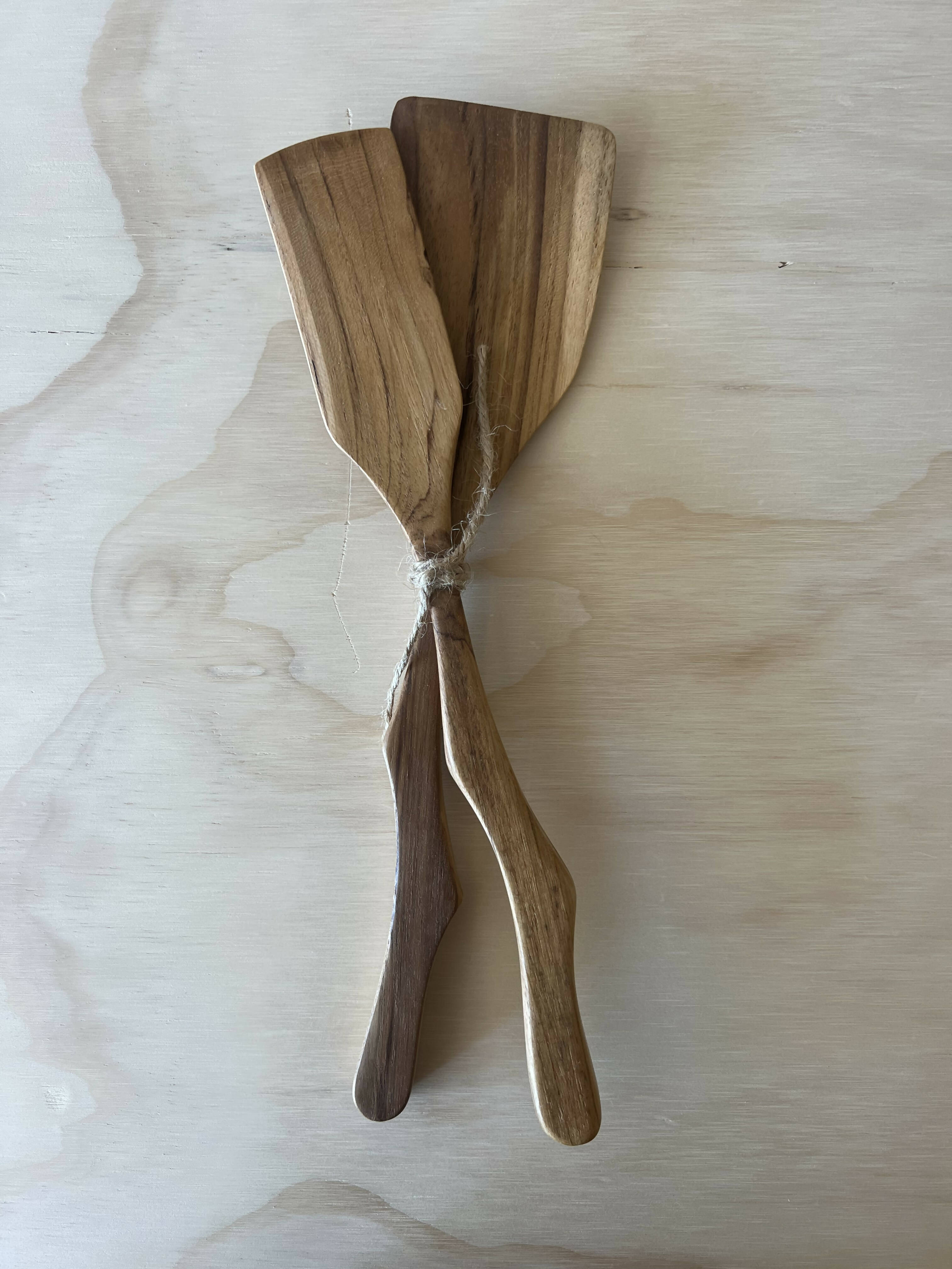 Teak Serving Set, Wavy