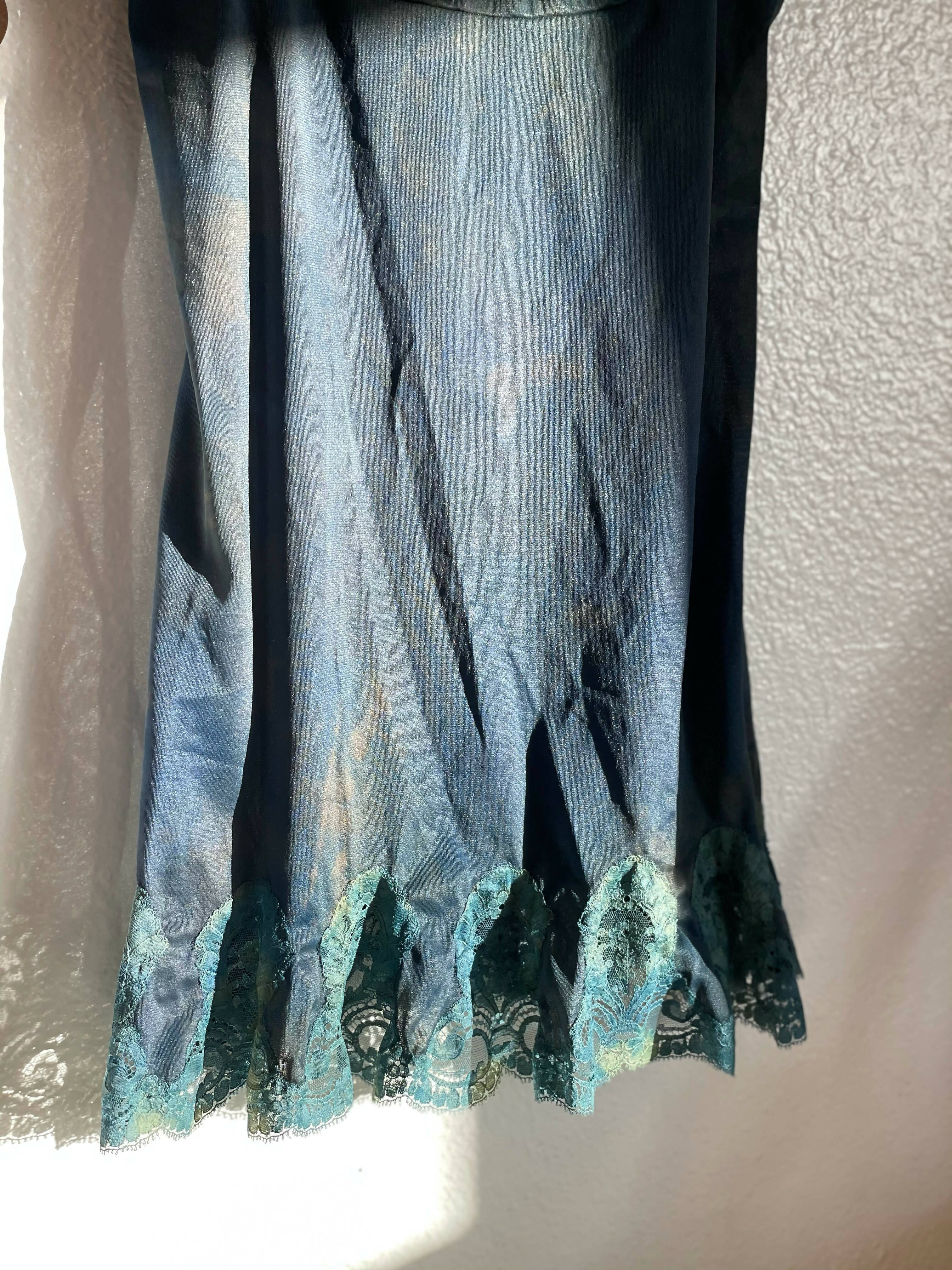 Hand Dyed Slip Dress in Midnight Aqua