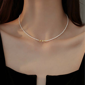 18K Gold Plated and Swarovski Crystal Pearls Beaded Necklace in 3mm #5