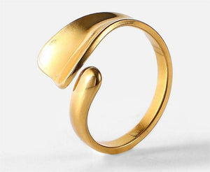 Gold-plated stainless steel adjustable ring #7