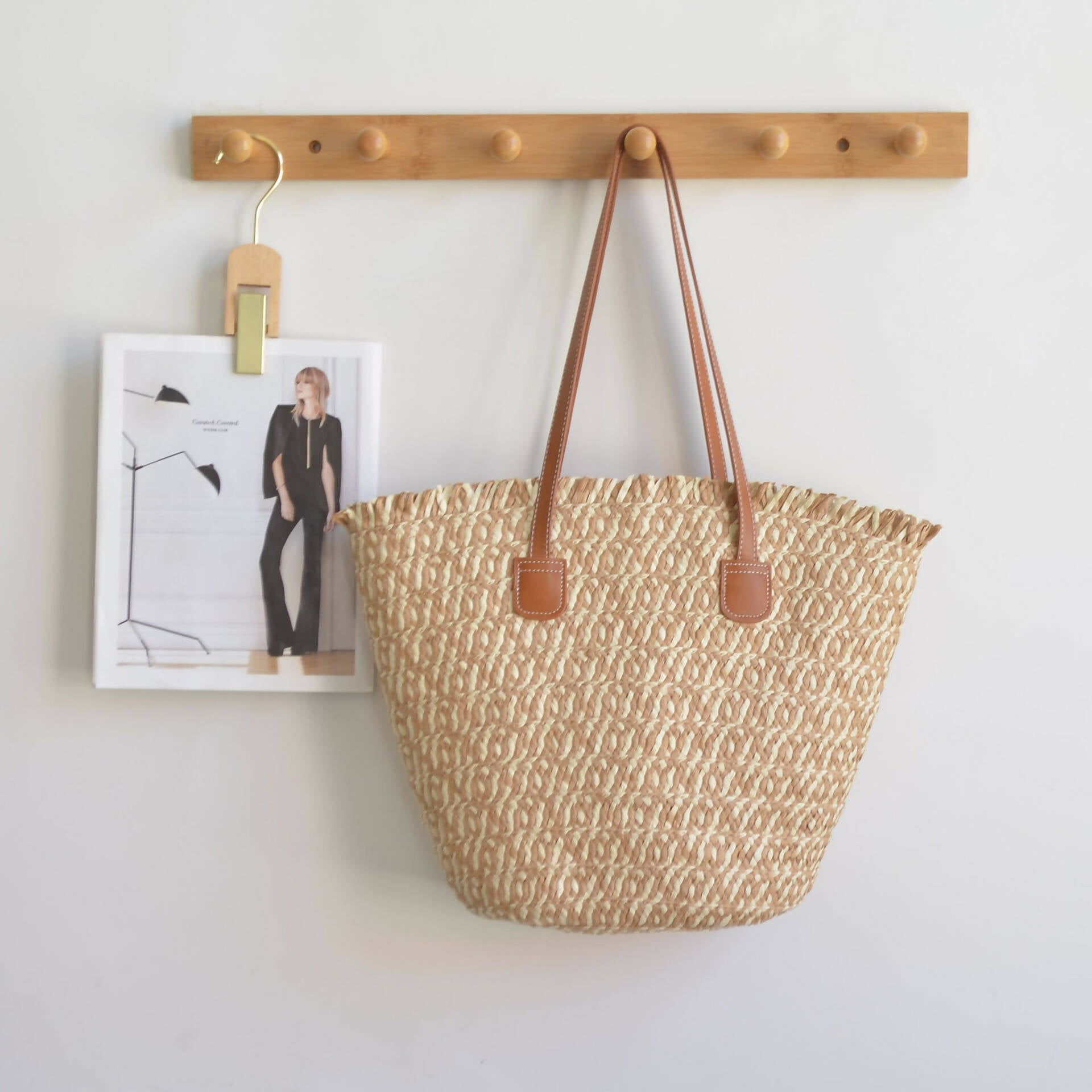 Large Capacity Woven Raffia Straw Tote Bag #15