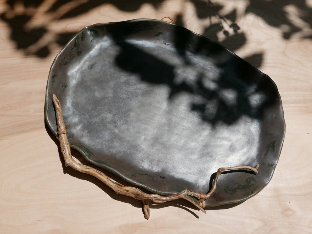 Black Platter with Twisted Branch