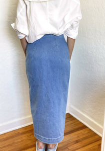 Crawford High Waist Denim Skirt (Faded/Dark)