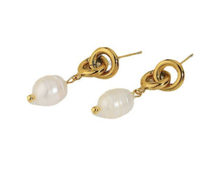 Gold-plated Baroque Pearl Earrings #22