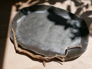 Black Platter with Twisted Branch