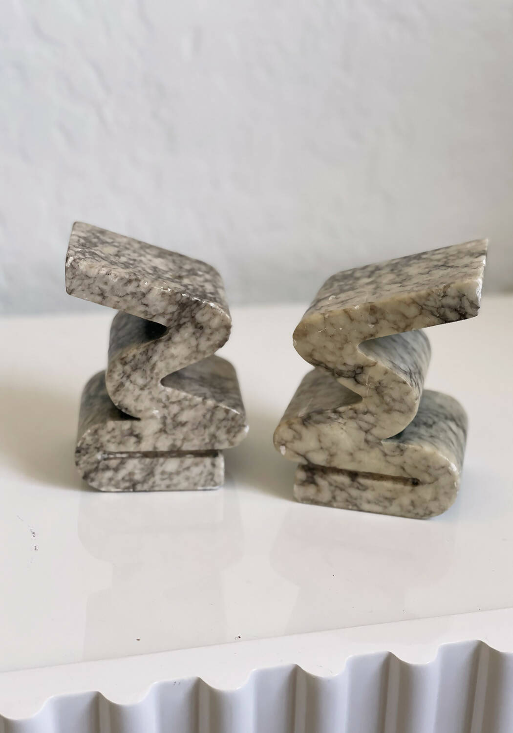 Modern Art Deco Marble Bookends