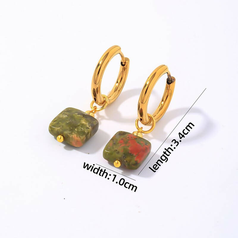 Huggie Earrings with Natural Stone #6